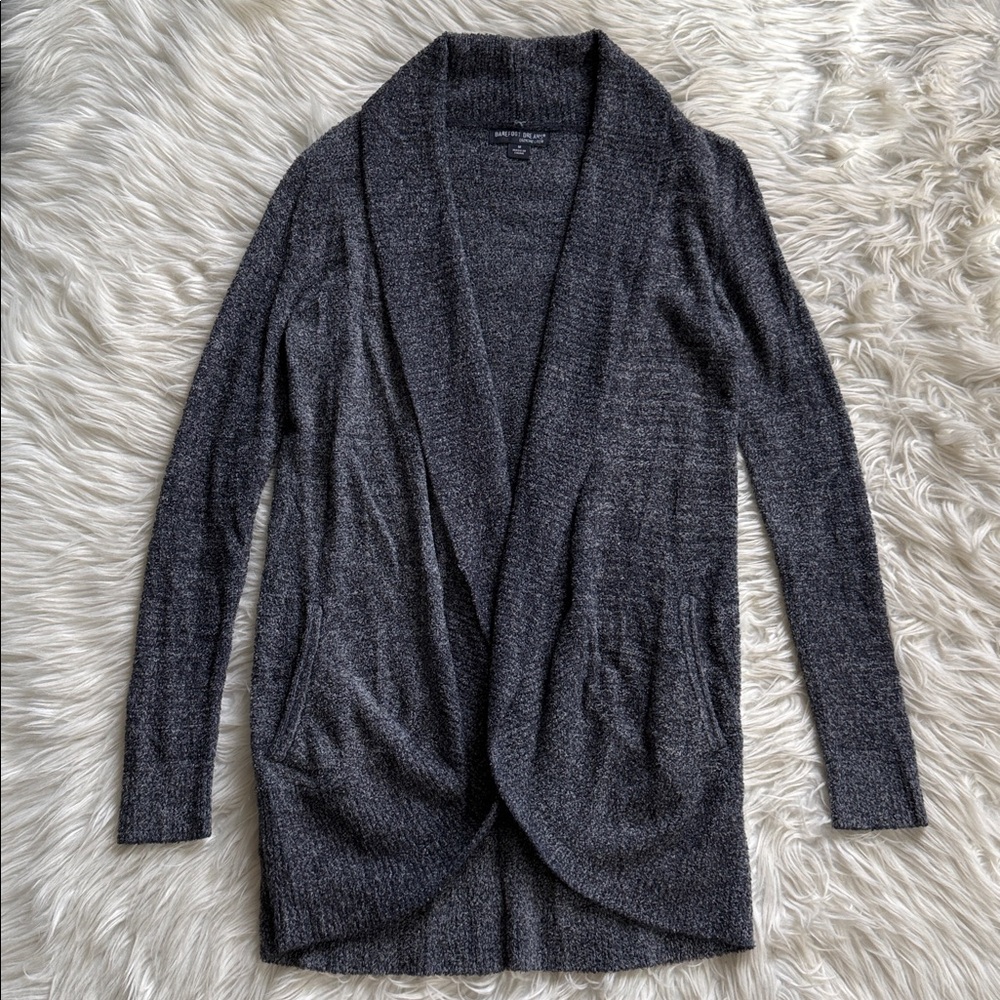 Barefoot Dreams CozyChic Lite Navy Blue Open Cardigan Size M - Picture 5 of 10